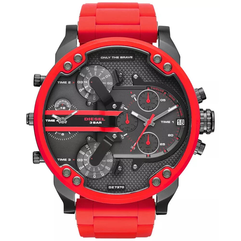 Diesel Men's Chronograph Mr. Daddy 2.0 Red Silicone Strap Watch 55x66mm DZ7370